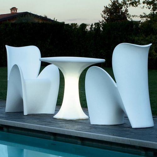Contemporary bistro table - TEDDY - Myyour - plastic / round / illuminated