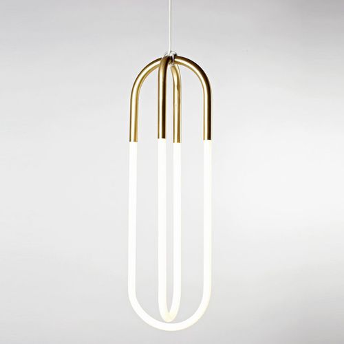 Pendant lamp - RUDI DOUBLE LOOP - Roll & Hill - steel / glass / contemporary