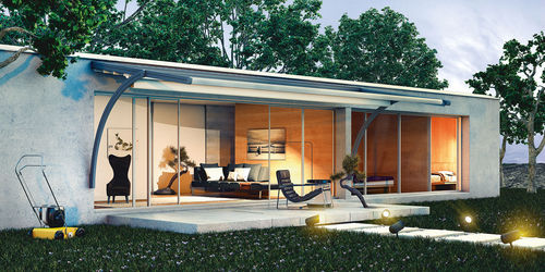 Wall-mounted pergola - MN1  - ALBAYRAK  - hanging / aluminum / with sliding canopy