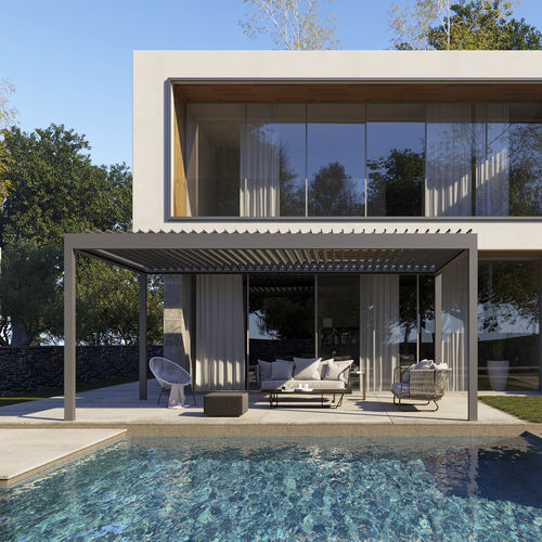 Self-supporting pergola - ROTA - ALBAYRAK  - wall-mounted / aluminum / with mobile slats