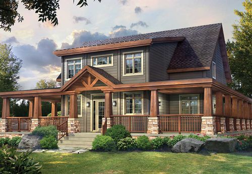 Log house - Stoneham - TIMBER BLOCK  - eco-friendly / contemporary / two-story