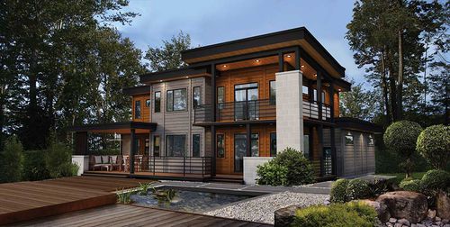 House with terrace - Morgan - TIMBER BLOCK  - timber frame house