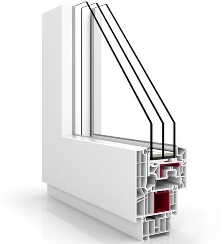 PVC window - PREMIUM : V82 MODERN DESIGN - VETREX  - casement / triple-glazed / thermally-insulated