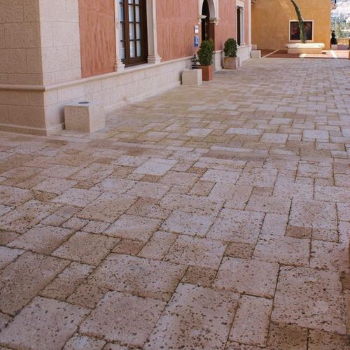 Natural stone tile - LOSA AB. MED. DESIERTO - CERAMAT LEVANTE S.L (PIERRES DU MONDE)  - embossed / outdoor / floor