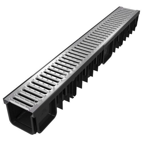 Drainage channel with grating - XDRAIN / DRENGAM - DEVOREX PLC - stainless steel / stainless steel grate / road