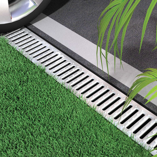 Drainage channel with grating - XDRAIN - DEVOREX PLC - PP / galvanised steel grate / cast iron grate