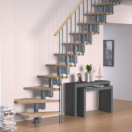 Quarter-turn staircase - EUREKA - SOGEM - wooden step / metal frame / home