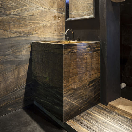 Free-standing washbasin - VAN DEN WEGHE - natural stone / custom / square