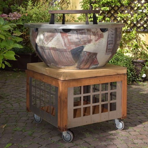 Wood-burning fire pit - FOCULUS LARGE 100 - LA CASTELLAMONTE Stufe di Ceramica - stainless steel / COR-TEN® steel / chestnut wood