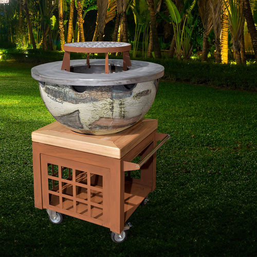 Wood-burning fire pit - FOCULUS MEDIUM 80 - LA CASTELLAMONTE Stufe di Ceramica - stainless steel / COR-TEN® steel / chestnut wood