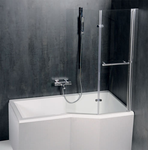 Folding bath screen - Polysan s.r.o. - tempered glass / frameless