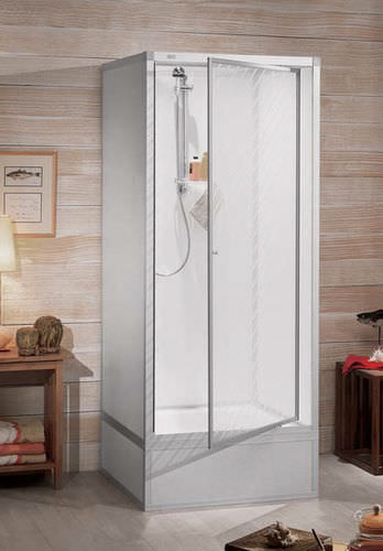 Acrylic shower cubicle - EXKLUSIV - Roth Werke GmbH Energie- und Sanitärsysteme - aluminum / with pivot door / square