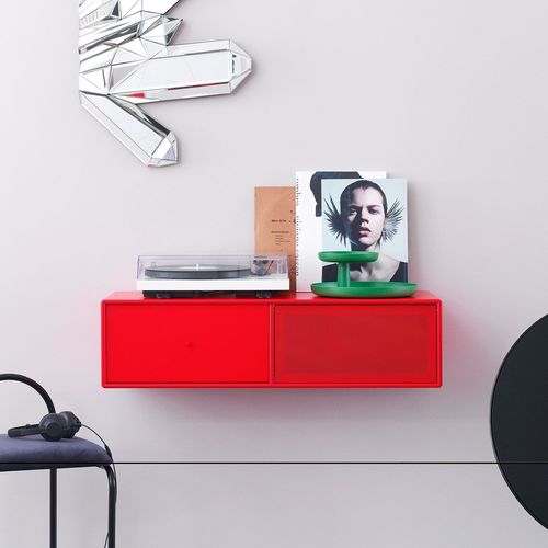 Contemporary TV cabinet - VL11 - Montana Furniture - lowboard / lacquered MDF / red