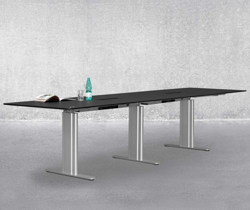 Contemporary conference table - HILOW  - Montana Furniture - laminate / powder-coated steel / powder-coated steel base