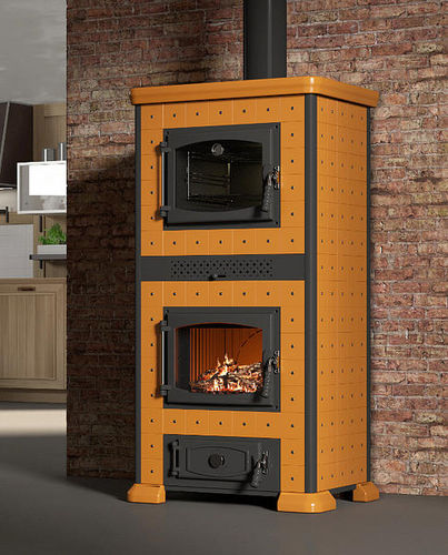 Wood heating stove - REGINA 4 MAJOLICA - COLA GF WÄRMETECHNIK - 11 kW / traditional / stainless steel