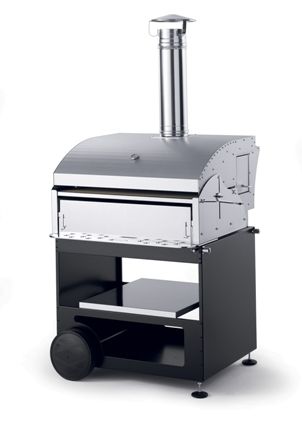 Wood-burning barbecue - CS THERMOS S.R.L. - on casters / stainless steel