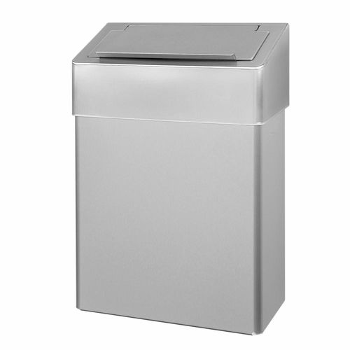 Hygienic trash can - 1104 - DAN DRYER A/S - wall-mounted / brushed stainless steel / with lid