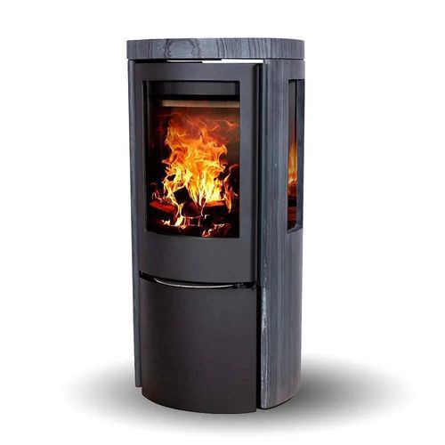 Wood heating stove - COZY CLASSIC DARK SANDSTONE SIDEGLASS - Jydepejsen A/S - 3 kw – 8 kw / free-standing / 3-sided