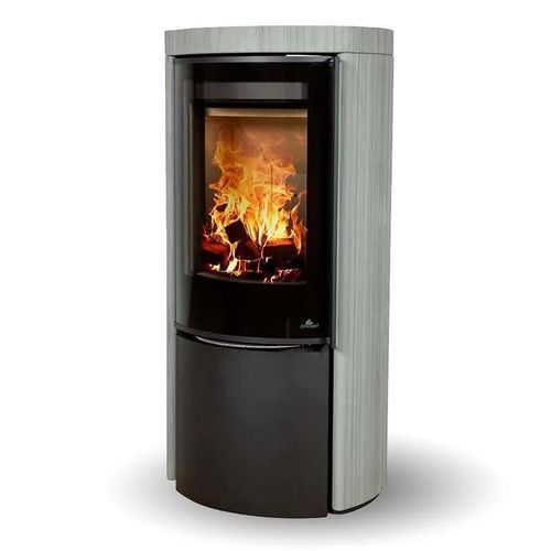 Wood heating stove - COZY MODERN GREY WOOD SANDSTONE - Jydepejsen A/S - 3 kw – 8 kw / free-standing / contemporary