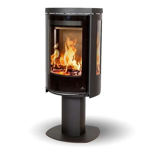 Wood heating stove - COZY MODERN BASE SIDEGLASS - Jydepejsen A/S - 3 kw – 8 kw / free-standing / contemporary