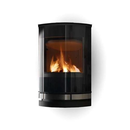 Wood heating stove - ELEGANCE CLASSIC WALL - Jydepejsen A/S - wall-mounted / contemporary / steel