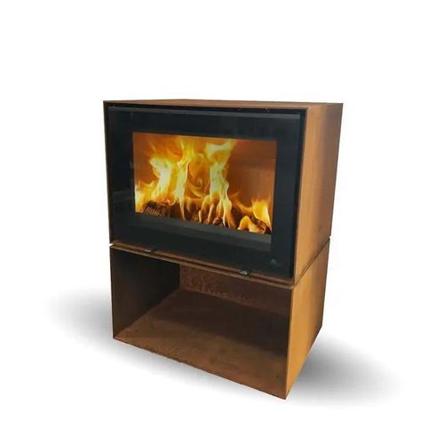 Wood heating stove - ZETA FREESTANDING CORTEN - Jydepejsen A/S - free-standing / contemporary / metal