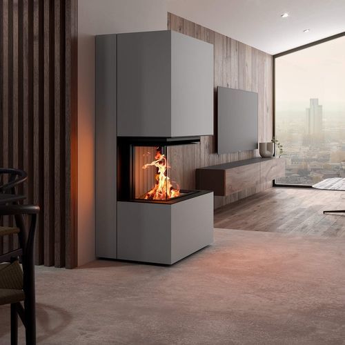 Wood-burning fireplace - Ares - Spartherm - The Fire Company - self-supporting / wall / 3-sided