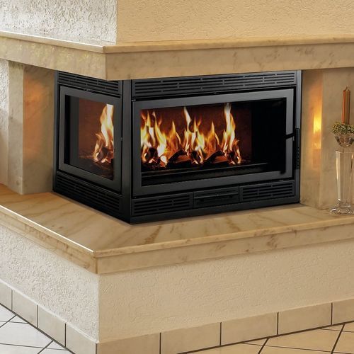 Corner fireplace insert - cassette 2L - Spartherm - The Fire Company - wood-burning / metal / contemporary