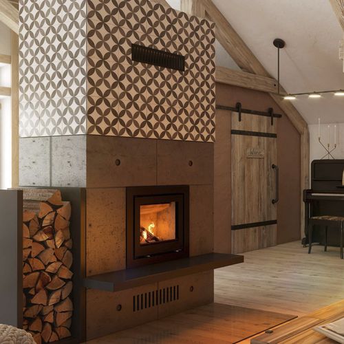 Wood-burning fireplace insert - LINEAR KASSETTE S 600 - Spartherm - The Fire Company - metal / forced convection / contemporary