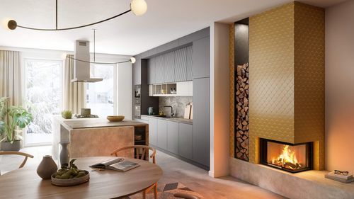 2-sided fireplace insert - Varia 2R-62h - Spartherm - The Fire Company - wood-burning / channelled forced convection / modern