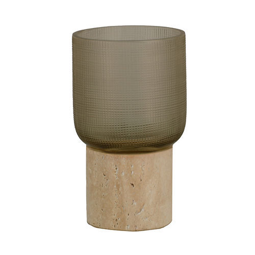 Marble candle holder - FUJI S - EUROFASHION HOMETEXTILES & CONCEPTS - travertine