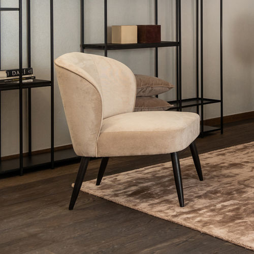 Contemporary fireside chair - ARLO - EUROFASHION HOMETEXTILES & CONCEPTS - fabric / oak / brown