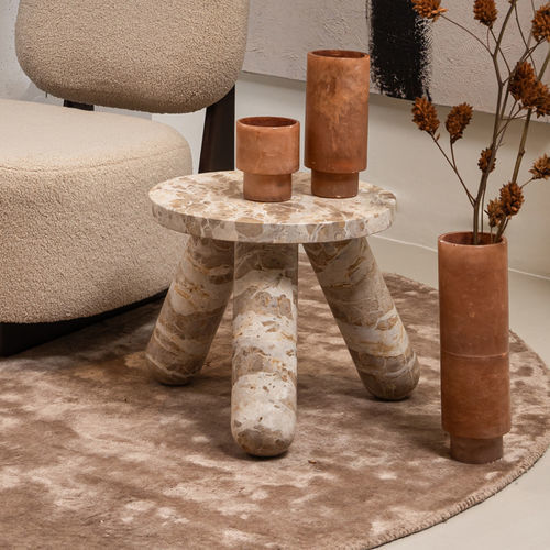 Contemporary side table - BENTON - EUROFASHION HOMETEXTILES & CONCEPTS - marble / marble base / round