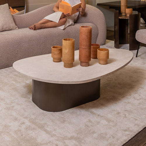 Contemporary coffee table - DEHLI - EUROFASHION HOMETEXTILES & CONCEPTS - marble / metal base / elliptical