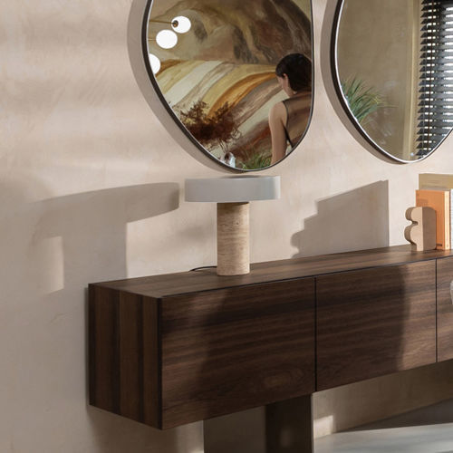 Table lamp - ANDO - EUROFASHION HOMETEXTILES & CONCEPTS - metal / travertine / contemporary