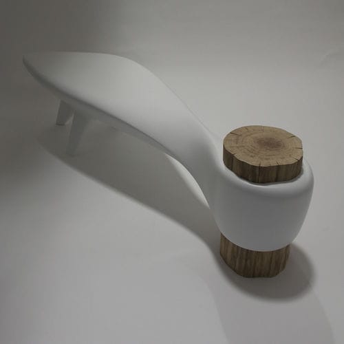 Original design bench - AKÈNE - binome - oak / resin / fiberglass