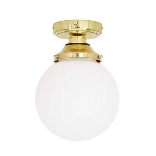 Traditional ceiling light - DENIZ  - Mullan Lighting - round / opalescent glass / polished brass