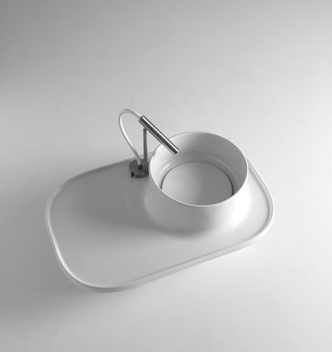 Countertop washbasin - UP 700  - BLEU PROVENCE - ceramic / with counter / rectangular