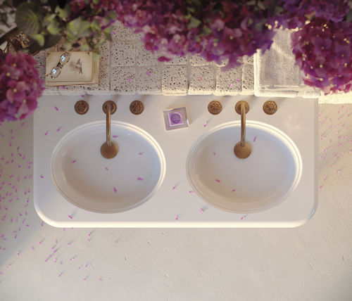 Wall-mounted washbasin - BP3120 - BLEU PROVENCE - ceramic / custom / with towel rack