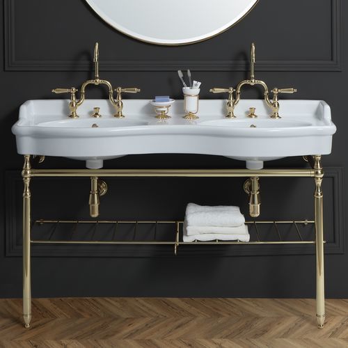 Wall-mounted washbasin - BP8140 - BLEU PROVENCE - metal / ceramic / double