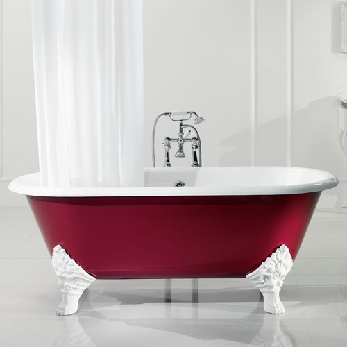 Oval bathtub - JASMINE - BLEU PROVENCE - with legs / cast iron / red