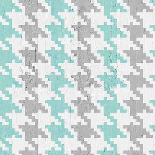 Contemporary wallpaper - PIED DE POULE -AQUAMARINE &amp; GREY - Mineheart - nonwoven fabric / patterned / fabric look