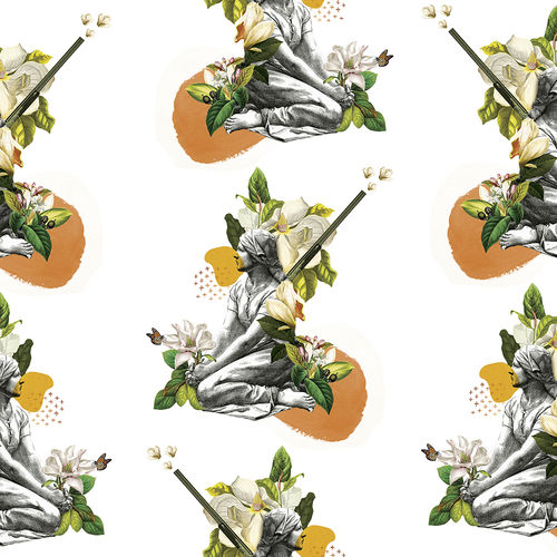 Contemporary wallpaper - ORANGE SAUDADE - Mineheart - nonwoven fabric / patterned / fabric look