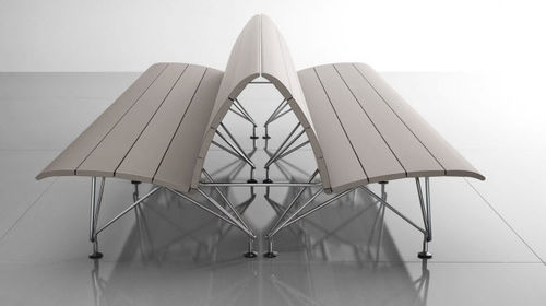 Contemporary bench - AIRPORT - MASCAGNI - wooden / steel / double-sided