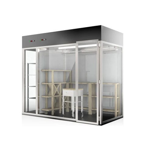 Upright refrigerated display case - Wine Line - Moving Glass & Metal Design - for shop / stainless steel / with sliding door
