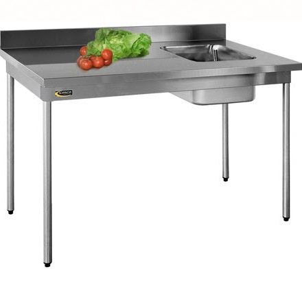 Stainless steel prep table - TH - SOFINOR SAS - with sink / commercial