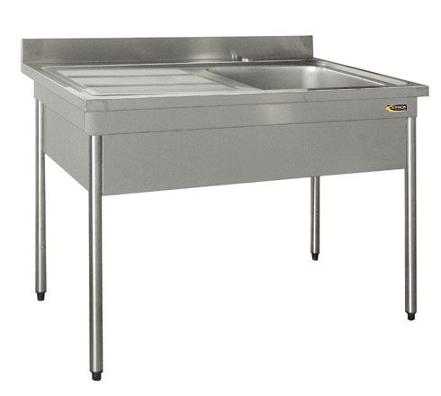 Double kitchen sink - PNP - SOFINOR SAS - with drainboard / stainless steel / free standing