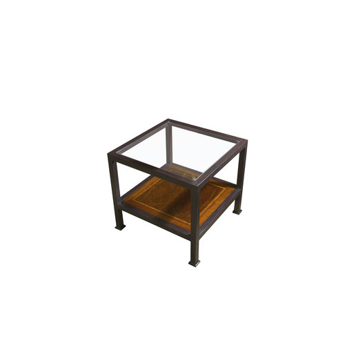 Traditional side table - ARANDA - ACANTO - glass / metal base / square