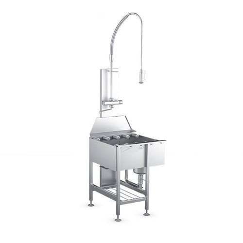 Single-bowl kitchen sink - BASIN LINE - WEXIODISK - with drainboard / stainless steel / overmount