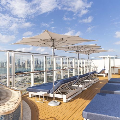 Square parasol - OCEAN MASTER M1 ZERO HORIZON - TUUCI - octagonal / mast-centered / fabric